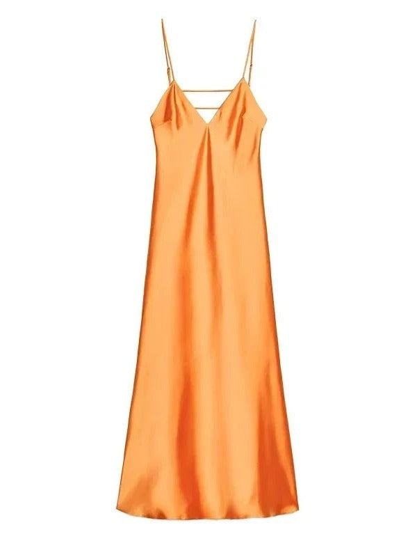 Satin-Look Strappy Back Maxi Dress