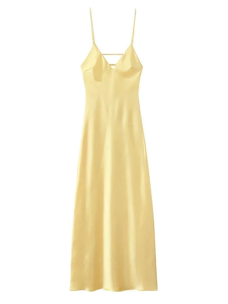 Satin-Look Strappy Back Maxi Dress