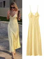 Satin-Look Strappy Back Maxi Dress