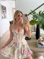 Floral Lace Corset Mini Dress