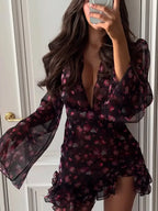 Floral Sheer Sleeve Mini Dress