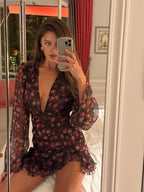 Floral Sheer Sleeve Mini Dress