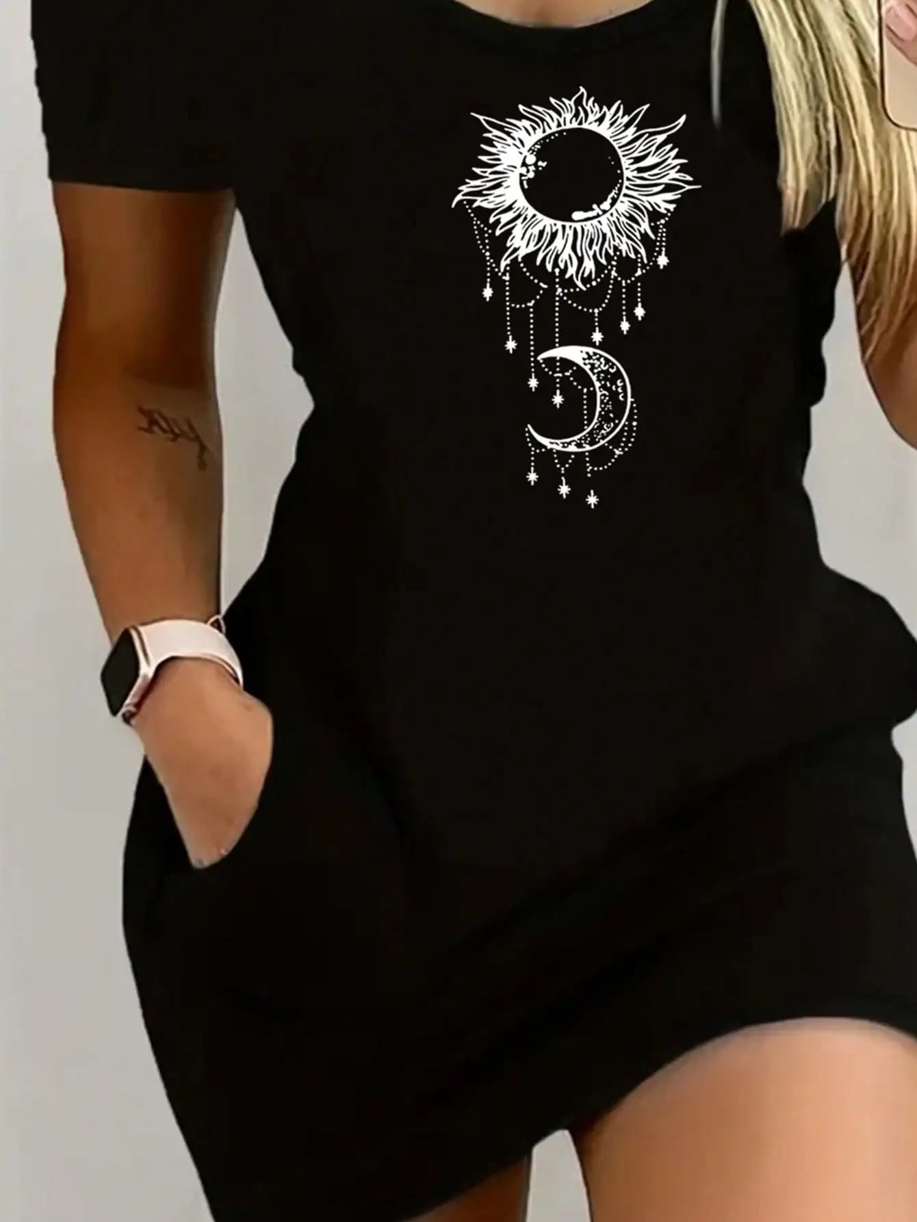 Graphic Print Pocket Mini Dress