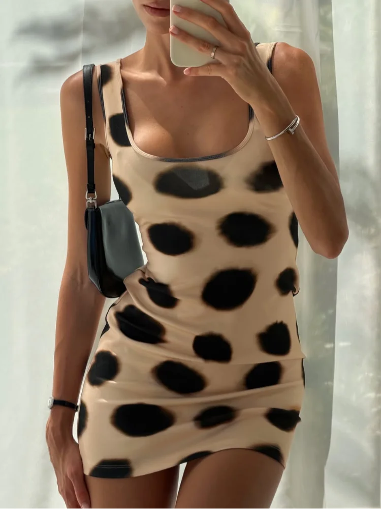 Red Ruched Polka Dot Mini Dress