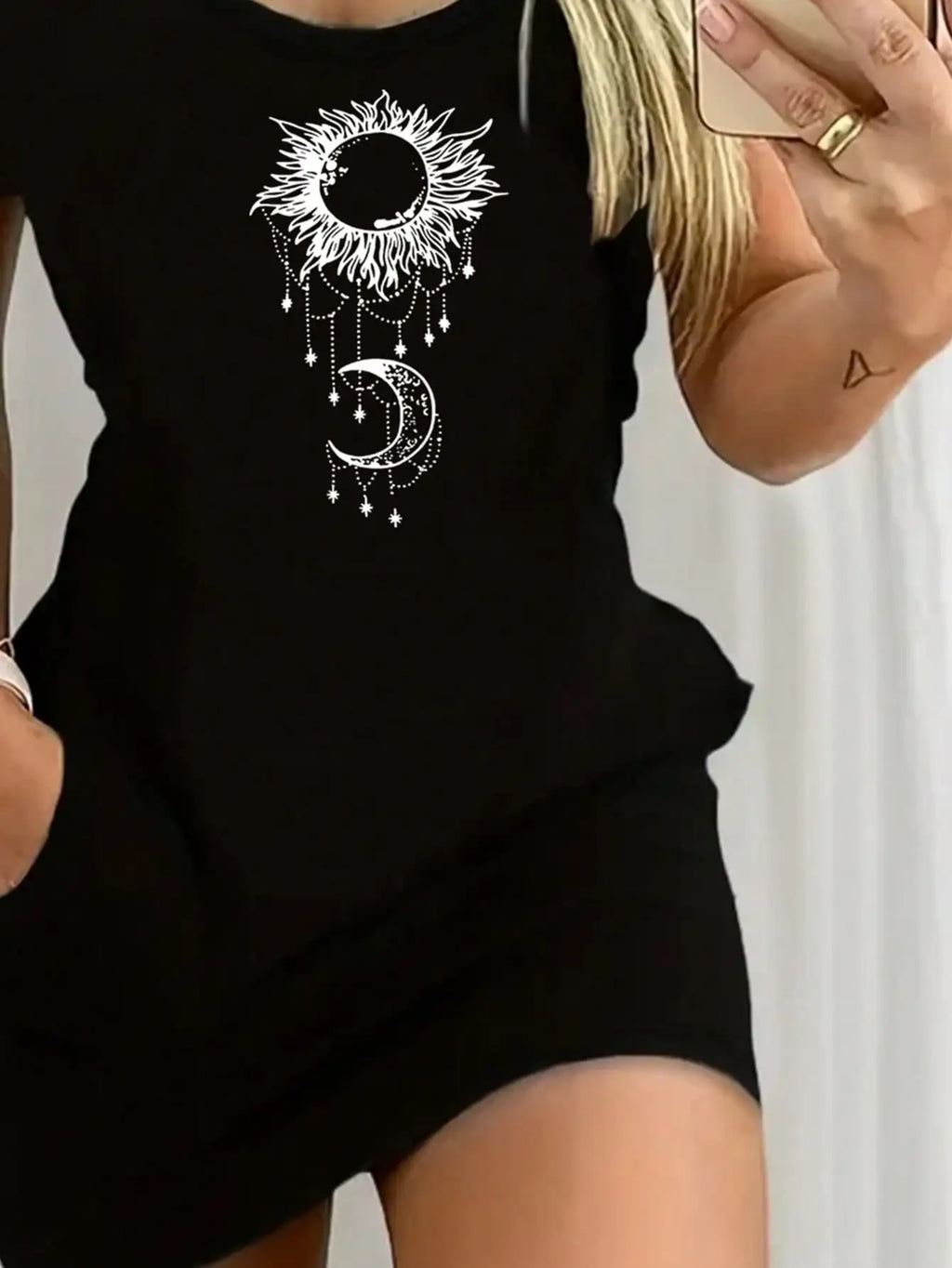 Graphic Print Pocket Mini Dress