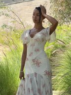Floral Tie Front Maxi Dress