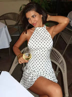Polka Dot Halter Mini Dress