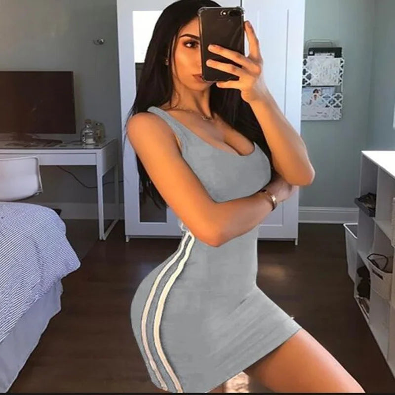 Sporty Stripe Bodycon Mini Dress