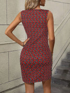 Ruched V-Neck Asymmetric Bodycon Mini Dress