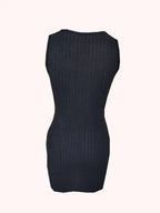 Ribbed Button Front Mini Dress
