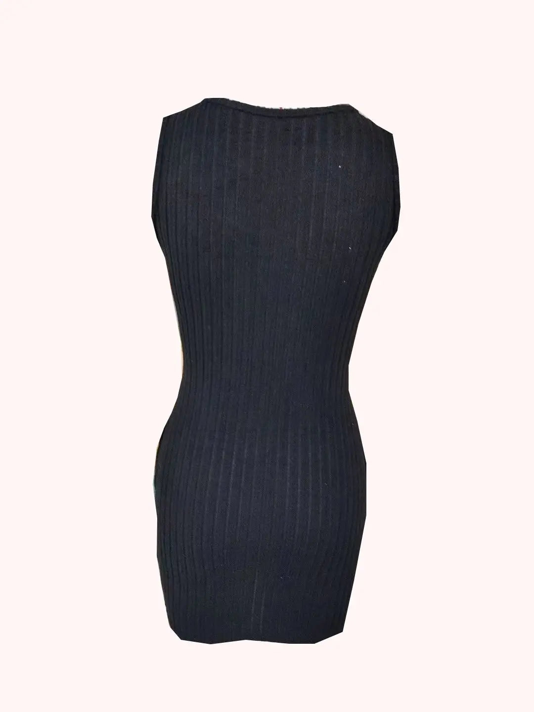 Ribbed Button Front Mini Dress