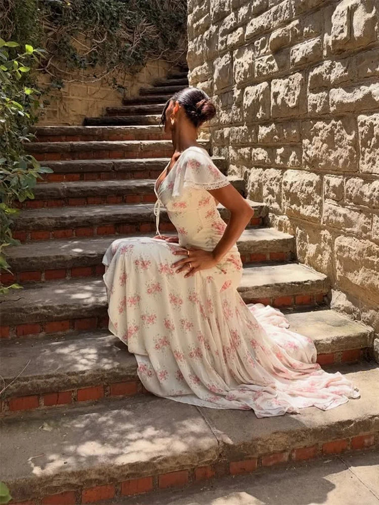 Floral Tie Front Maxi Dress