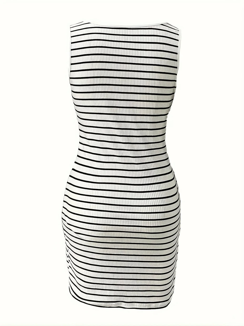 Striped Zip Front Knit Mini Dress