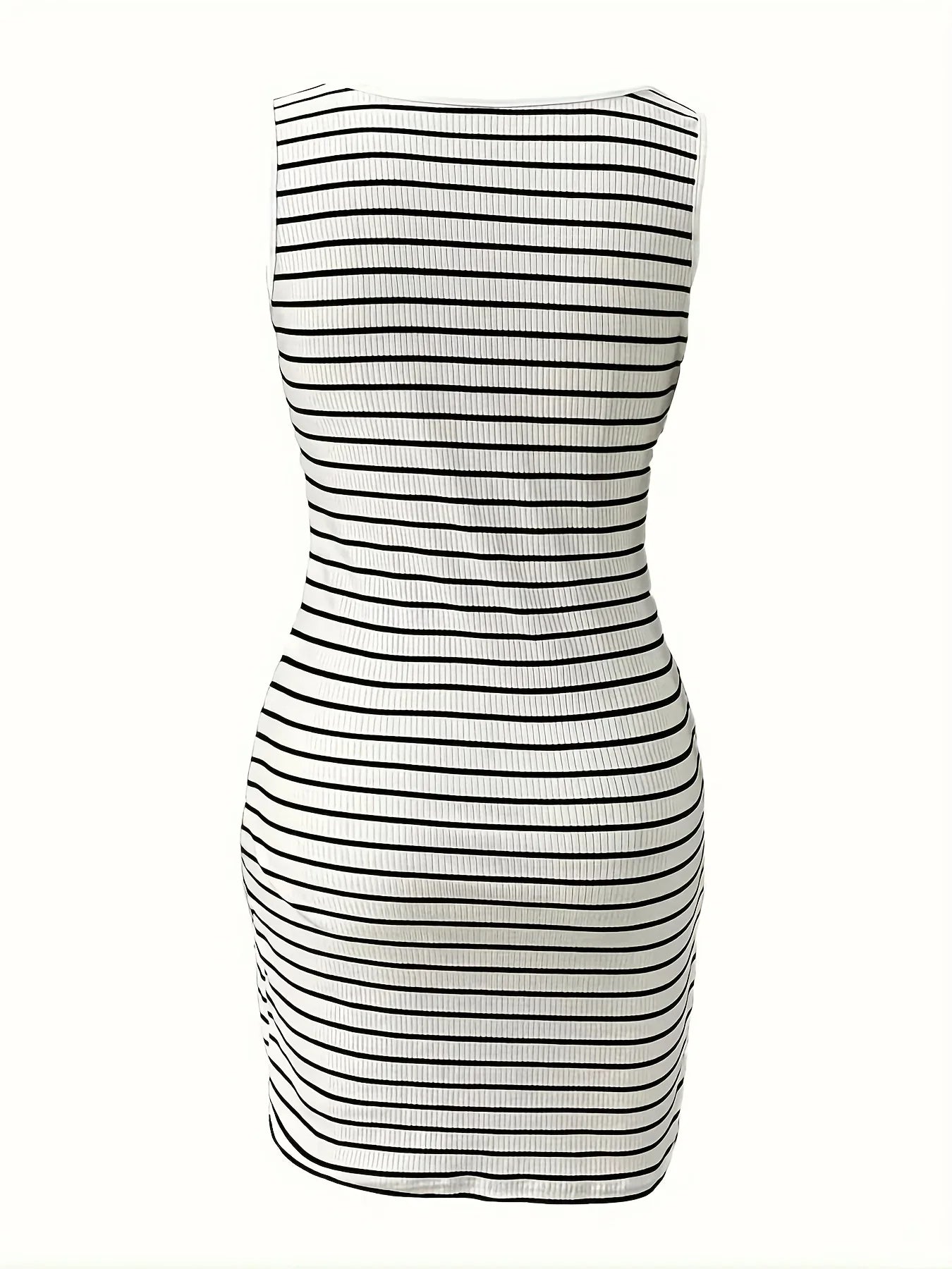 Striped Zip Front Knit Mini Dress