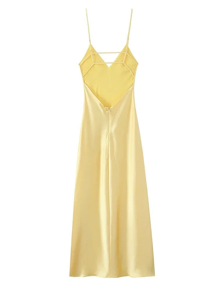 Satin-Look Strappy Back Maxi Dress