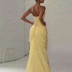 Draped High-Slit Evening Maxi Dress