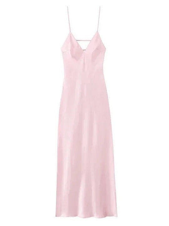 Satin-Look Strappy Back Maxi Dress