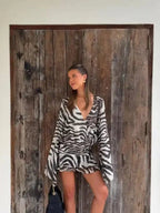 Zebra Print Ruffle Mini Dress